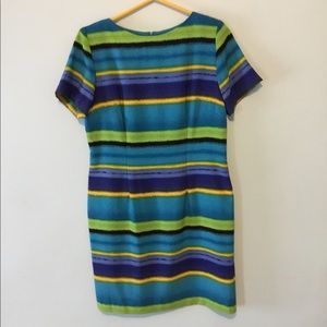 Sag Harbor Striped Short Sleeve Sheath Dress